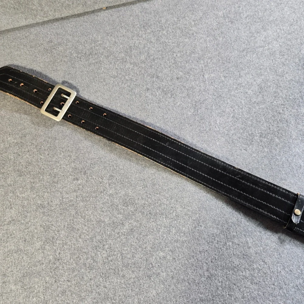 Vintage‎ Black Leather Duty Utility Belt Double Prong Buckle Sz 36 Don Hume Mod